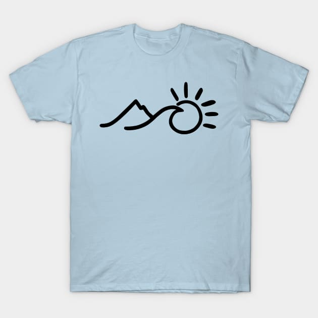 Sun Wave Mountain, in Black T-Shirt by TotallyRadGames